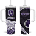 Personalized Fremantle Dockers Football Tumbler With Handle Easter Egg Pattern Purple Monochrome Tribal Dot Style
