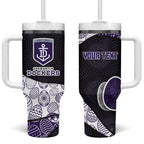 Personalized Fremantle Dockers Football Tumbler With Handle Easter Egg Pattern Purple Monochrome Tribal Dot Style