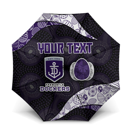 Personalized Fremantle Dockers Football Umbrella Easter Egg Pattern Purple Monochrome Tribal Dot Style