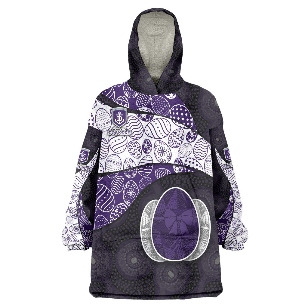 Personalized Fremantle Dockers Football Wearable Blanket Hoodie Easter Egg Pattern Purple Monochrome Tribal Dot Style