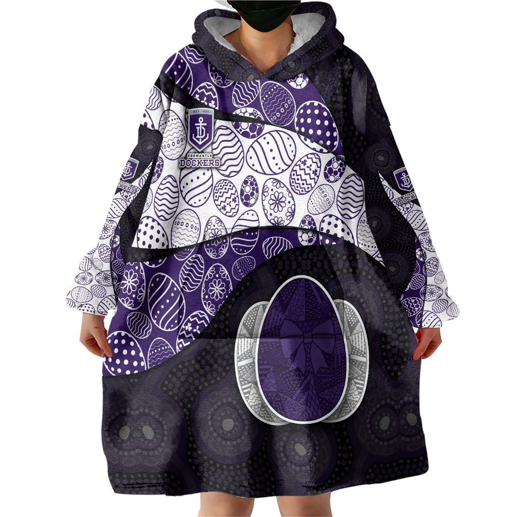 Personalized Fremantle Dockers Football Wearable Blanket Hoodie Easter Egg Pattern Purple Monochrome Tribal Dot Style