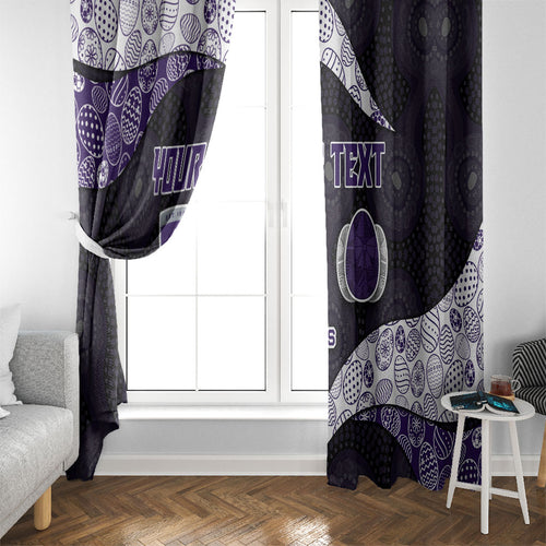 Personalized Fremantle Dockers Football Window Curtain Easter Egg Pattern Purple Monochrome Tribal Dot Style