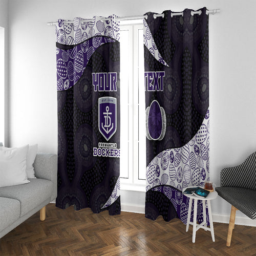 Personalized Fremantle Dockers Football Window Curtain Easter Egg Pattern Purple Monochrome Tribal Dot Style