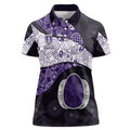 Personalized Fremantle Dockers Football Women Polo Shirt Easter Egg Pattern Purple Monochrome Tribal Dot Style