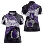 Personalized Fremantle Dockers Football Women Polo Shirt Easter Egg Pattern Purple Monochrome Tribal Dot Style