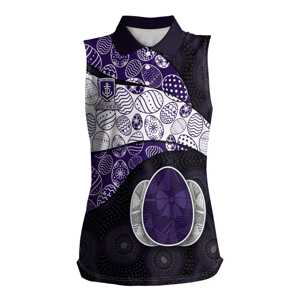Personalized Fremantle Dockers Football Women Sleeveless Polo Shirt Easter Egg Pattern Purple Monochrome Tribal Dot Style
