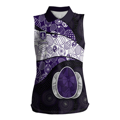 Personalized Fremantle Dockers Football Women Sleeveless Polo Shirt Easter Egg Pattern Purple Monochrome Tribal Dot Style