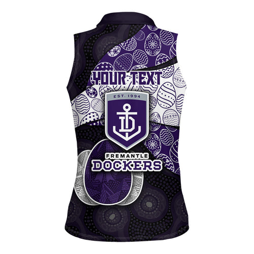 Personalized Fremantle Dockers Football Women Sleeveless Polo Shirt Easter Egg Pattern Purple Monochrome Tribal Dot Style