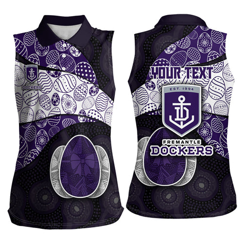 Personalized Fremantle Dockers Football Women Sleeveless Polo Shirt Easter Egg Pattern Purple Monochrome Tribal Dot Style