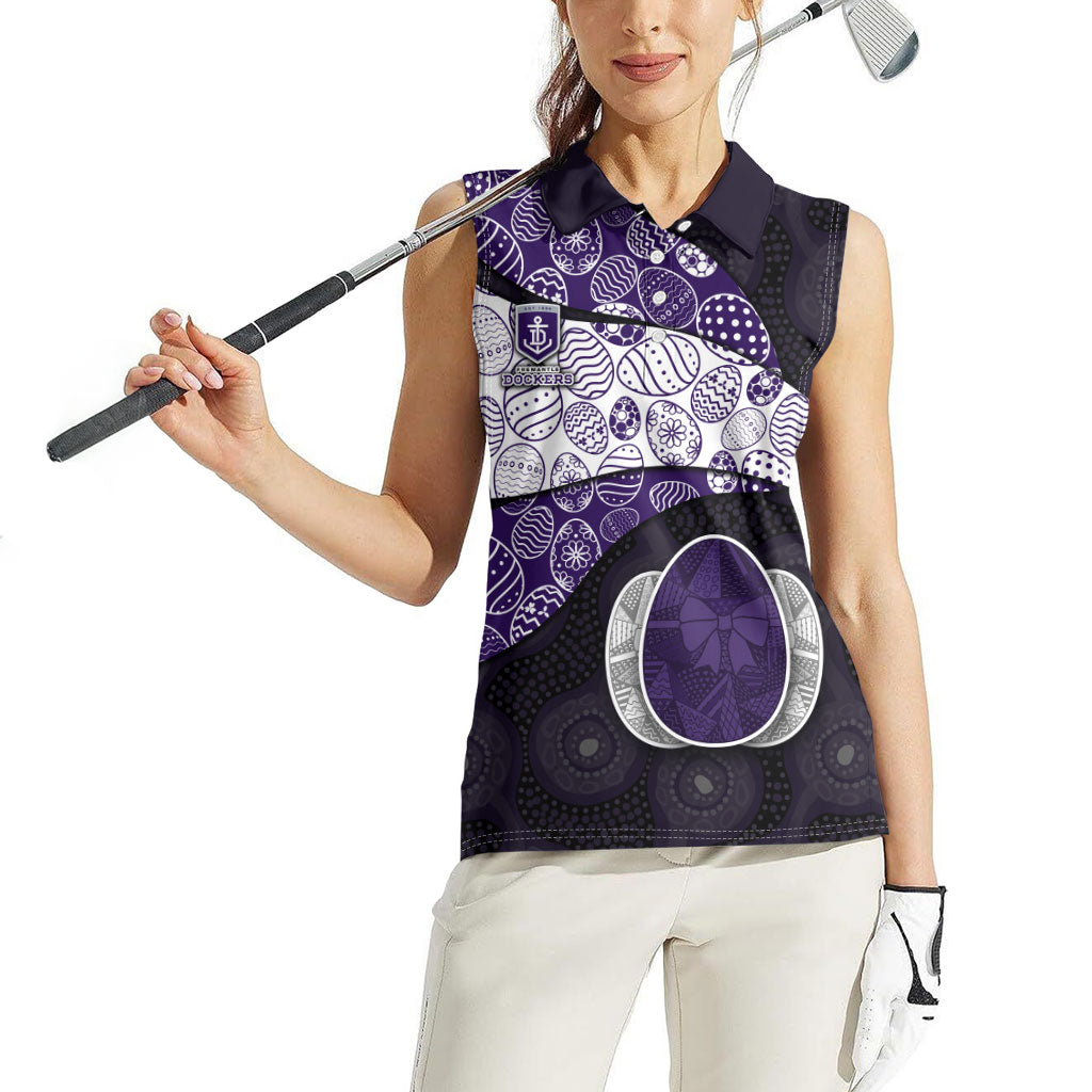 Personalized Fremantle Dockers Football Women Sleeveless Polo Shirt Easter Egg Pattern Purple Monochrome Tribal Dot Style