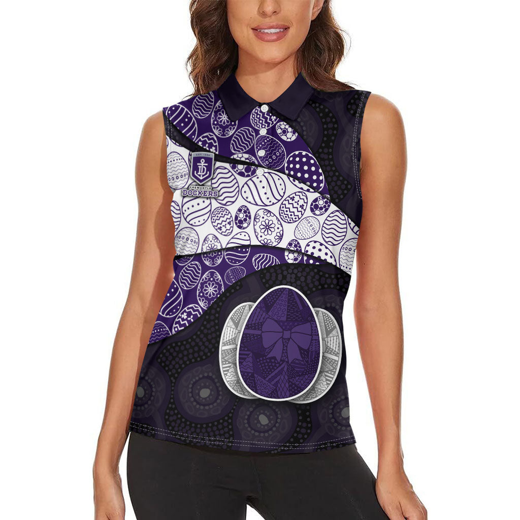 Personalized Fremantle Dockers Football Women Sleeveless Polo Shirt Easter Egg Pattern Purple Monochrome Tribal Dot Style