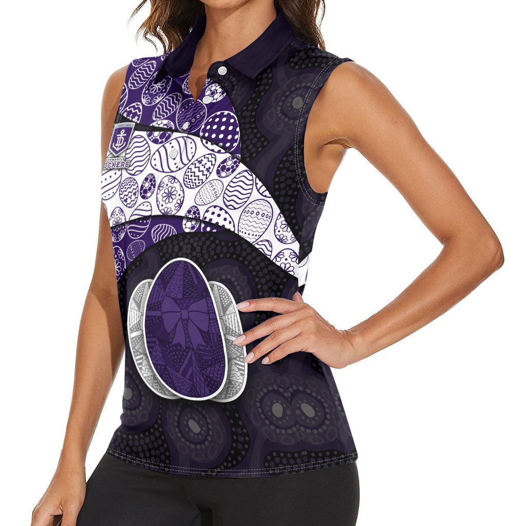Personalized Fremantle Dockers Football Women Sleeveless Polo Shirt Easter Egg Pattern Purple Monochrome Tribal Dot Style
