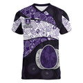 Personalized Fremantle Dockers Football Women V-Neck T-Shirt Easter Egg Pattern Purple Monochrome Tribal Dot Style
