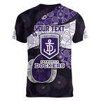 Personalized Fremantle Dockers Football Women V-Neck T-Shirt Easter Egg Pattern Purple Monochrome Tribal Dot Style