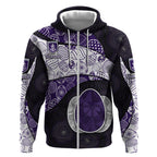Personalized Fremantle Dockers Football Zip Hoodie Easter Egg Pattern Purple Monochrome Tribal Dot Style