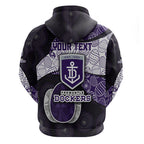 Personalized Fremantle Dockers Football Zip Hoodie Easter Egg Pattern Purple Monochrome Tribal Dot Style