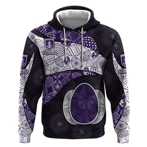 Personalized Fremantle Dockers Football Zip Hoodie Easter Egg Pattern Purple Monochrome Tribal Dot Style