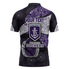 Personalized Fremantle Dockers Football Zipper Polo Shirt Easter Egg Pattern Purple Monochrome Tribal Dot Style