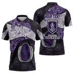 Personalized Fremantle Dockers Football Zipper Polo Shirt Easter Egg Pattern Purple Monochrome Tribal Dot Style