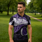 Personalized Fremantle Dockers Football Zipper Polo Shirt Easter Egg Pattern Purple Monochrome Tribal Dot Style