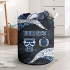 Personalized Geelong Cats Football Laundry Basket Easter Egg Pattern Blue Monochrome Tribal Dot Style