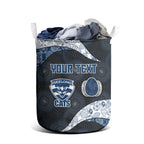 Personalized Geelong Cats Football Laundry Basket Easter Egg Pattern Blue Monochrome Tribal Dot Style