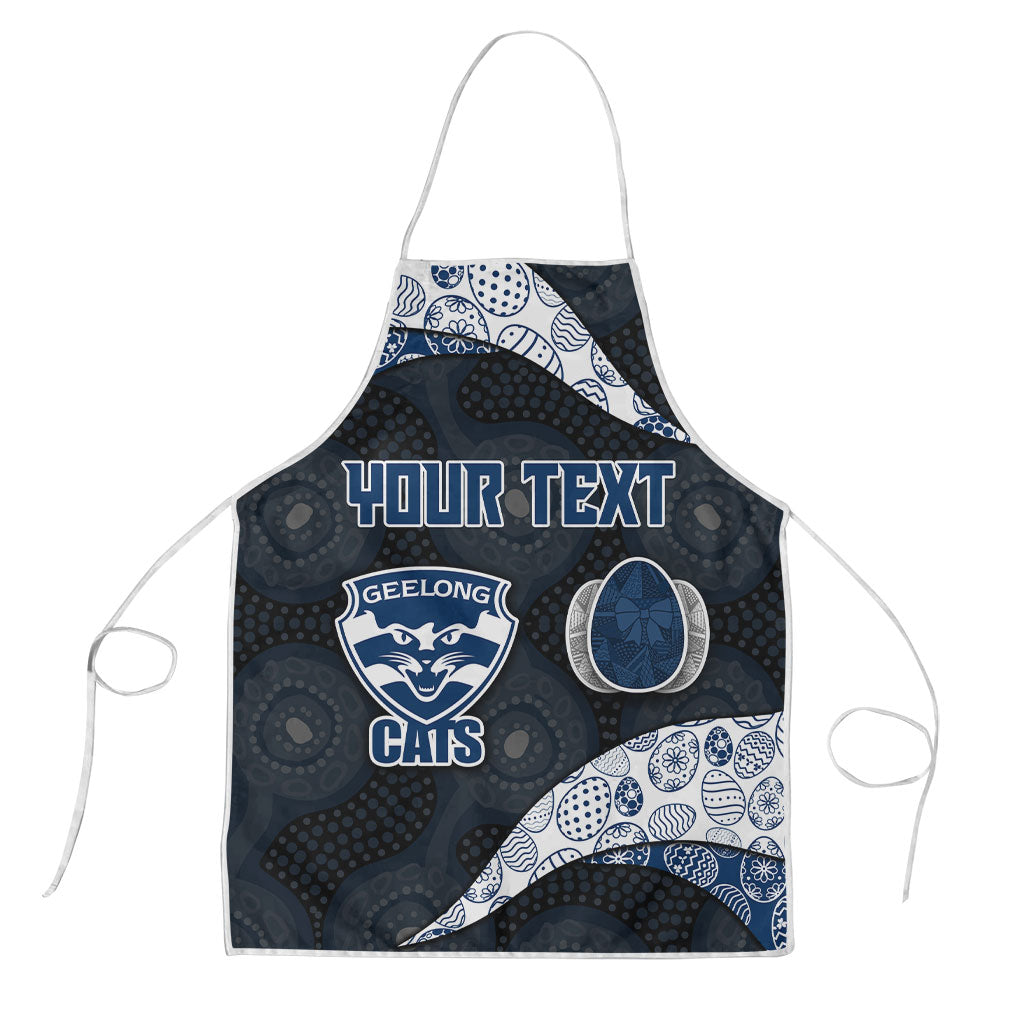 Personalized Geelong Cats Football Apron Easter Egg Pattern Blue Monochrome Tribal Dot Style