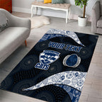 Personalized Geelong Cats Football Area Rug Easter Egg Pattern Blue Monochrome Tribal Dot Style