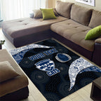 Personalized Geelong Cats Football Area Rug Easter Egg Pattern Blue Monochrome Tribal Dot Style