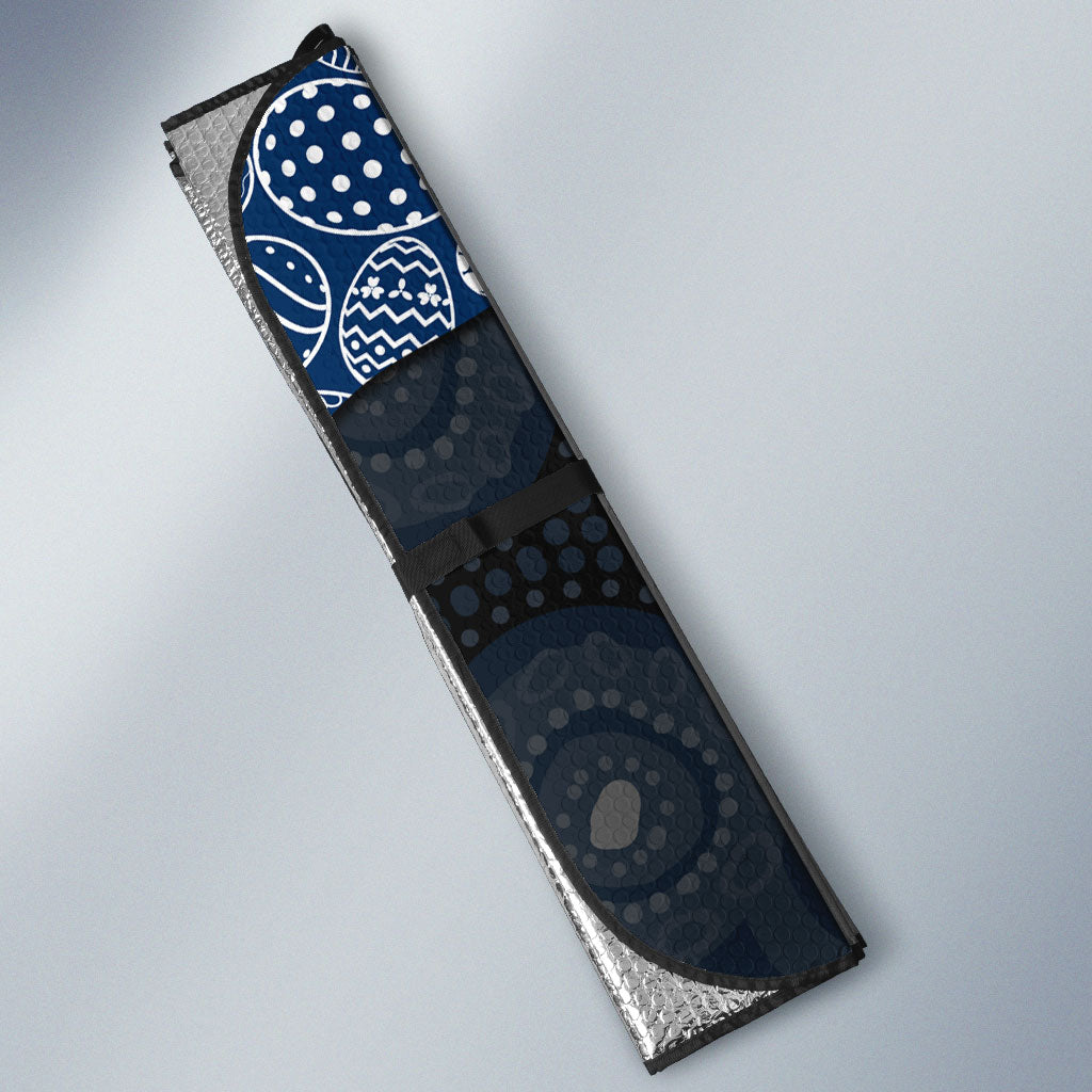 Personalized Geelong Cats Football Auto Sun Shade Easter Egg Pattern Blue Monochrome Tribal Dot Style