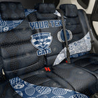 Personalized Geelong Cats Football Back Car Seat Cover Easter Egg Pattern Blue Monochrome Tribal Dot Style