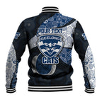 Personalized Geelong Cats Football Baseball Jacket Easter Egg Pattern Blue Monochrome Tribal Dot Style