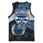 Personalized Geelong Cats Football Basketball Jersey Easter Egg Pattern Blue Monochrome Tribal Dot Style