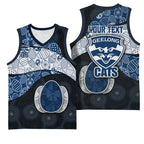 Personalized Geelong Cats Football Basketball Jersey Easter Egg Pattern Blue Monochrome Tribal Dot Style