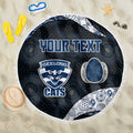 Personalized Geelong Cats Football Beach Blanket Easter Egg Pattern Blue Monochrome Tribal Dot Style