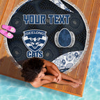 Personalized Geelong Cats Football Beach Blanket Easter Egg Pattern Blue Monochrome Tribal Dot Style
