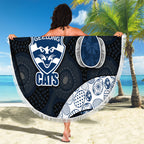 Personalized Geelong Cats Football Beach Blanket Easter Egg Pattern Blue Monochrome Tribal Dot Style