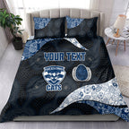 Personalized Geelong Cats Football Bedding Set Easter Egg Pattern Blue Monochrome Tribal Dot Style