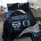 Personalized Geelong Cats Football Bedding Set Easter Egg Pattern Blue Monochrome Tribal Dot Style