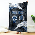 Personalized Geelong Cats Football Blanket Easter Egg Pattern Blue Monochrome Tribal Dot Style