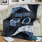 Personalized Geelong Cats Football Blanket Easter Egg Pattern Blue Monochrome Tribal Dot Style