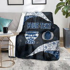 Personalized Geelong Cats Football Blanket Easter Egg Pattern Blue Monochrome Tribal Dot Style