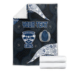 Personalized Geelong Cats Football Blanket Easter Egg Pattern Blue Monochrome Tribal Dot Style