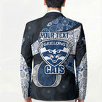 Personalized Geelong Cats Football Blazer Easter Egg Pattern Blue Monochrome Tribal Dot Style