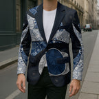 Personalized Geelong Cats Football Blazer Easter Egg Pattern Blue Monochrome Tribal Dot Style