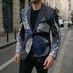 Personalized Geelong Cats Football Blazer Easter Egg Pattern Blue Monochrome Tribal Dot Style