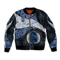 Personalized Geelong Cats Football Bomber Jacket Easter Egg Pattern Blue Monochrome Tribal Dot Style