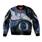 Personalized Geelong Cats Football Bomber Jacket Easter Egg Pattern Blue Monochrome Tribal Dot Style