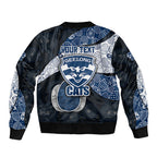 Personalized Geelong Cats Football Bomber Jacket Easter Egg Pattern Blue Monochrome Tribal Dot Style