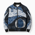 Personalized Geelong Cats Football Bomber Puffer Jacket Easter Egg Pattern Blue Monochrome Tribal Dot Style